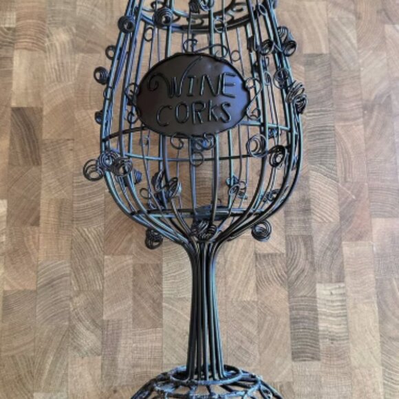Wine Glass Cork Holder Cage - 12 inch EPIC with Glass Beads, Sculpted Metalwork - Picture 1 of 3